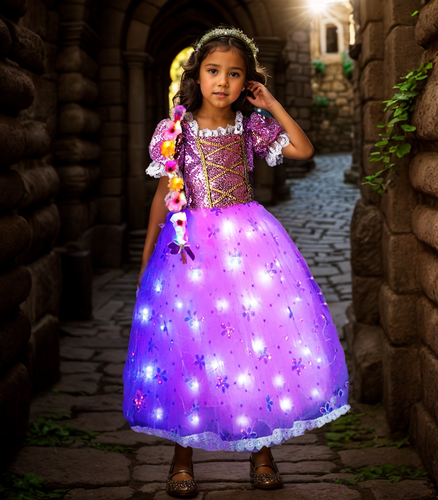 Light Up Girl Princess Costume Dress for Birthday Cosplay Halloween Party Outfit Princess Dress Up SHINYOU