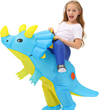 Load image into Gallery viewer, Kids Inflatable Costume, Dinosaur T-REX Costumes with LED Light(Blue) SHINYOU