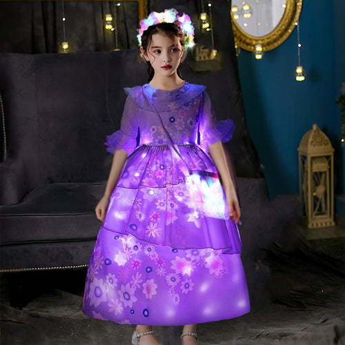 Isabella Dress Costume  LED Light Up For Kids Girls,  Princess Dress Cosplay Halloween Dress Up Suit SHINYOU