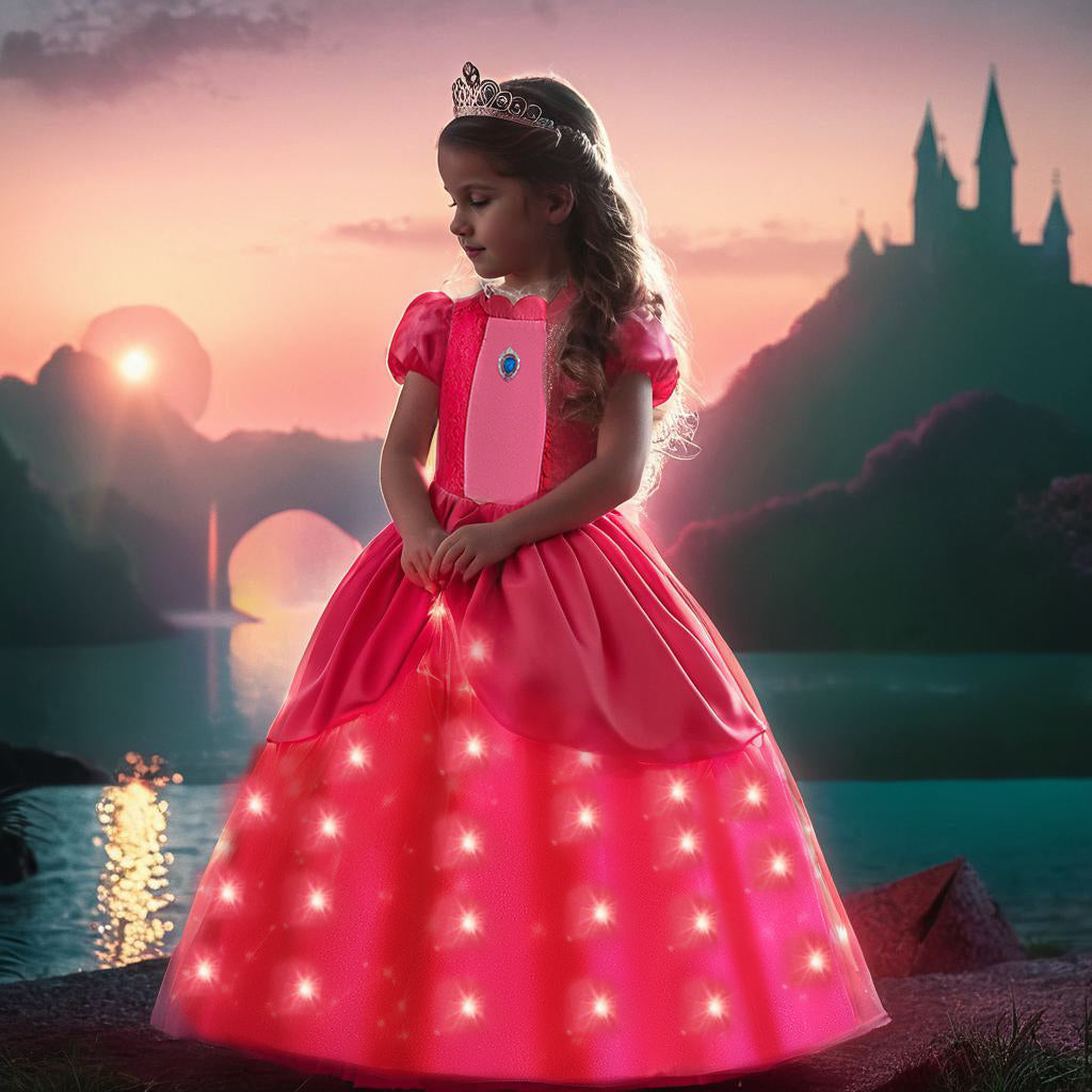 SHINYOU Girls Peach Princess Dress with LED Light