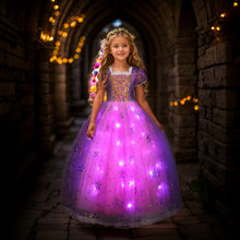 Load image into Gallery viewer, Light Up Girl Princess Rapunzel Dress for Birthday Cosplay Halloween Party Outfit Princess Dress Up SHINYOU