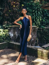 Load image into Gallery viewer, Sexy Hanging Neck Metallic Tassel Dresses Women Fringed Halterneck Backless Sleeveless Dress Elegant Party Robe SHINYOU