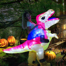 Charger l'image dans la galerie, Adult Dinosaur Costumes, Orange Inflatable T-Rex Dinosaur Halloween Blow Up With Voice Control LED Lights,Cosplay SHINYOU