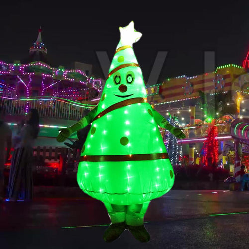 Adult Inflatable Christmas Tree Costume, Blow Up Costume with LED Light for Christmas Party SHINYOU