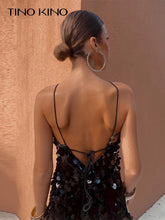 Load image into Gallery viewer, Spring Summer Party Sequin Sleeveless Mini Dress Women Sexy Halter Backless Lace Up Slim Dresses SHINYOU