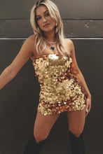 Load image into Gallery viewer, Party Club Sparkly Sequin Dress, Shiny Metallic Sleeveless Bodycon Off Shoulder Mini Dresses SHINYOU