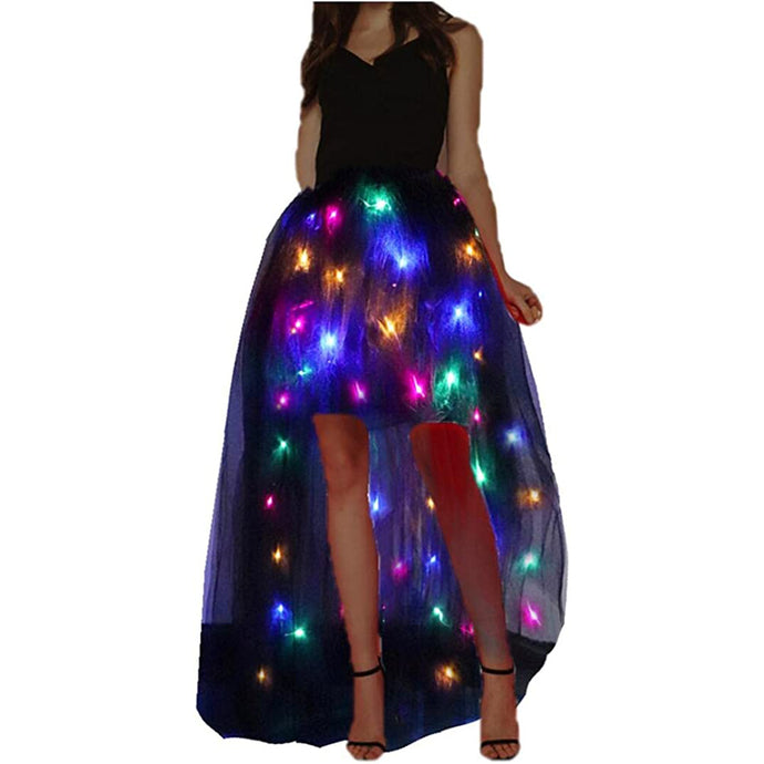 Women Tulle Tutu Skirts Adult A Line Rave Outfit Skirt LED Light Up Costumes Halloween SHINYOU