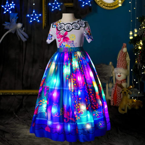 Girls Encanto Mirabel Dress Princess Costume | Light Up Dress Halloween Carnival Cosplay Birthday Party Dress SHINYOU