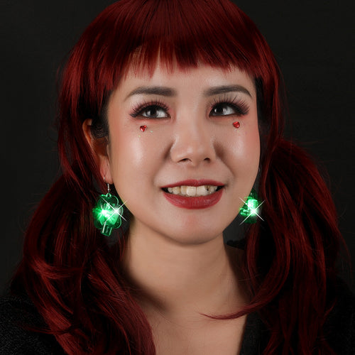 Fashion Lucky Clovers LED Lights Drop Dangle Earrings for Women Girls St Patrick's Day SHINYOU