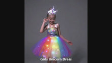 Load and play video in Gallery viewer, Rainbow Unicorn Costume Dress for Little Girls
