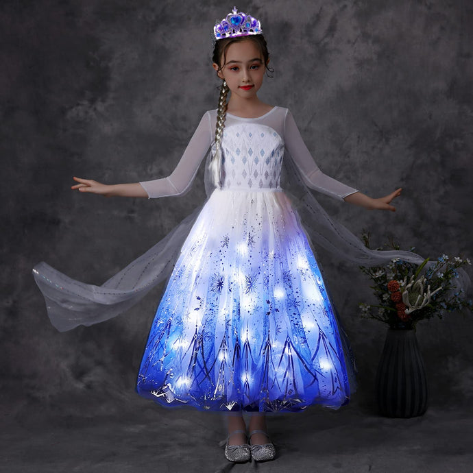 Elsa Princess Costume Light Up Dress Halloween Carnival Cosplay Birthday Party Dress SHINYOU