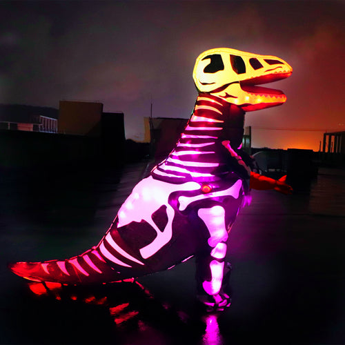 Adult Dinosaur Costumes, Inflatable T-Rex Dinosaur Halloween Blow Up With Voice Control LED Lights,Cosplay SHINYOU