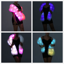Load image into Gallery viewer, Long Women Faux Fur Collar, Winter Warm Wrap Stole wool Scarf led light up Shawl Shrug SHINYOU