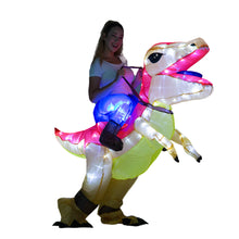 Charger l'image dans la galerie, Adult Dinosaur Costumes, Orange Inflatable T-Rex Dinosaur Halloween Blow Up With Voice Control LED Lights,Cosplay SHINYOU