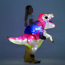 Charger l'image dans la galerie, Adult Dinosaur Costumes, Orange Inflatable T-Rex Dinosaur Halloween Blow Up With Voice Control LED Lights,Cosplay SHINYOU
