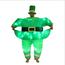 Load image into Gallery viewer, Adult luminous Green Inflatable Leprechaun Costume With LED Light For ST Patrick's Day SHINYOU
