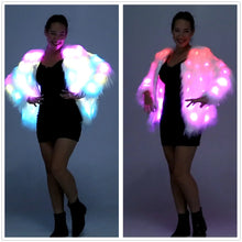 Load image into Gallery viewer, Women Faux Fur Coat LED Light Up Jacket Remote LED Coat, Music Control LED For Christmas Party SHINYOU
