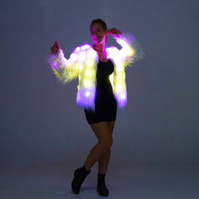 Load image into Gallery viewer, Women Faux Fur Coat LED Light Up Jacket Remote LED Coat, Music Control LED For Christmas Party SHINYOU