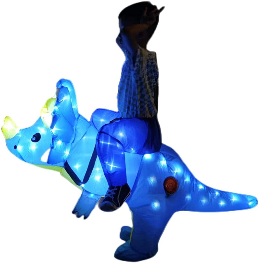 Kids Inflatable Costume, Dinosaur TREX Costumes with LED Light（Blue