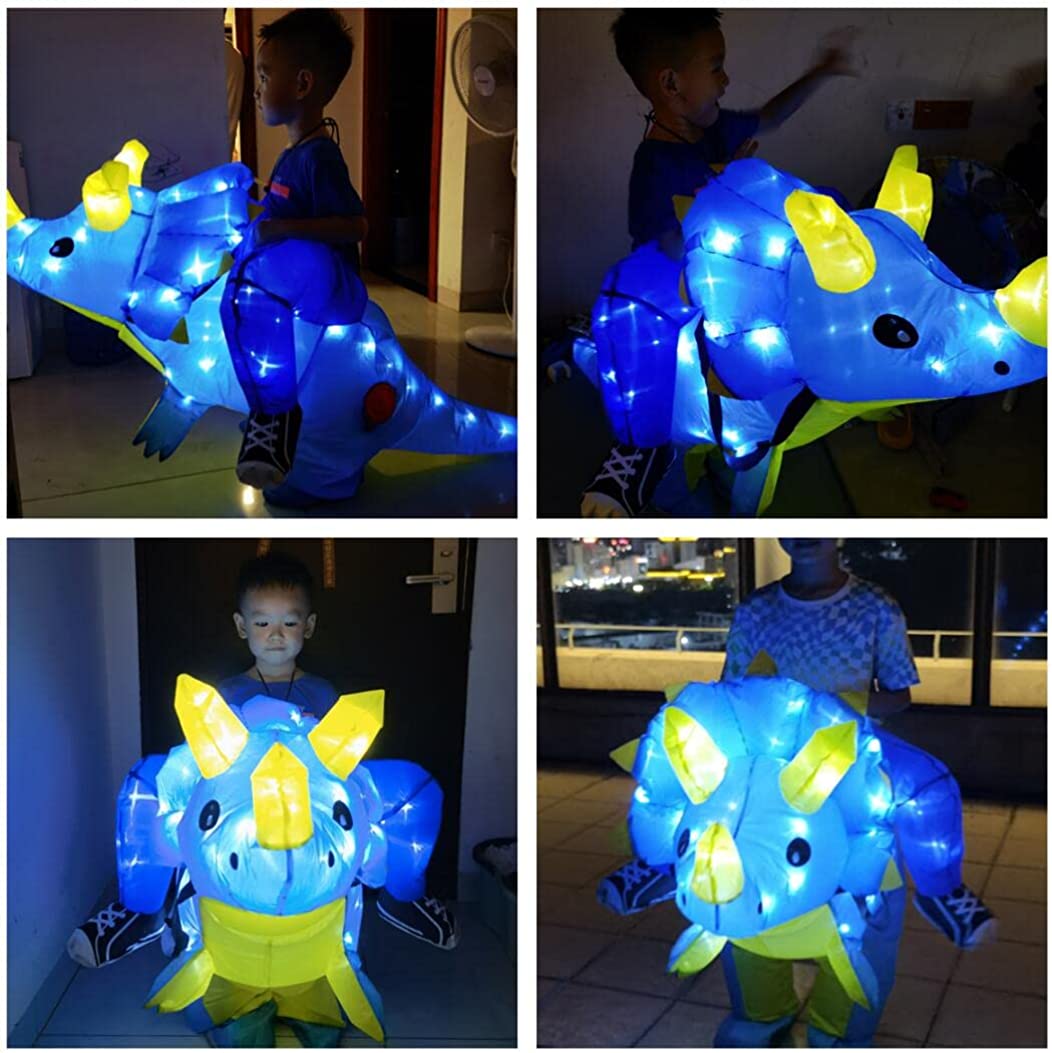 Kids Inflatable Costume, Dinosaur T-REX Costumes with LED Light（Blue ...