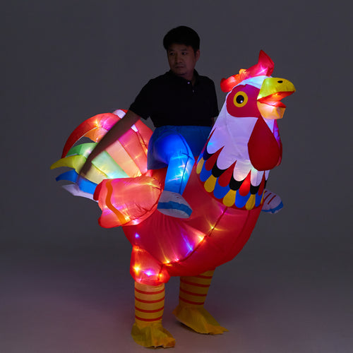 Inflatable Chicken Costume Rooster Adult Light Up Cosplay Halloween Costume for Man Women SHINYOU