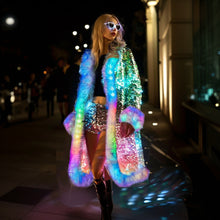 Charger l'image dans la galerie, LED Light up Sequin Coat for Women Flash Sparkly Jacket Rave Costume Music Festival Outfits Parties Halloween Holiday SHINYOU
