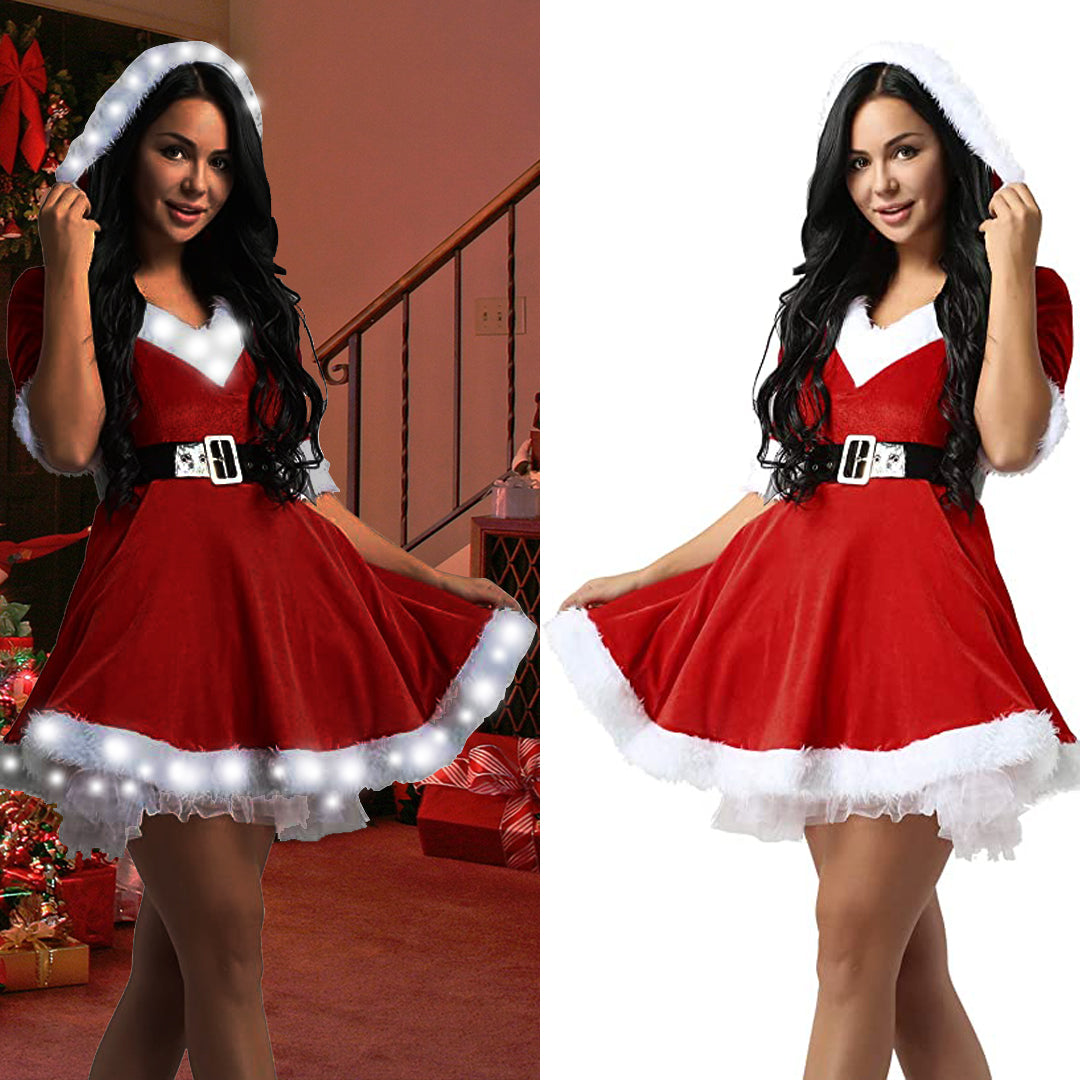 Women Santa Costume LED Christmas Dress
