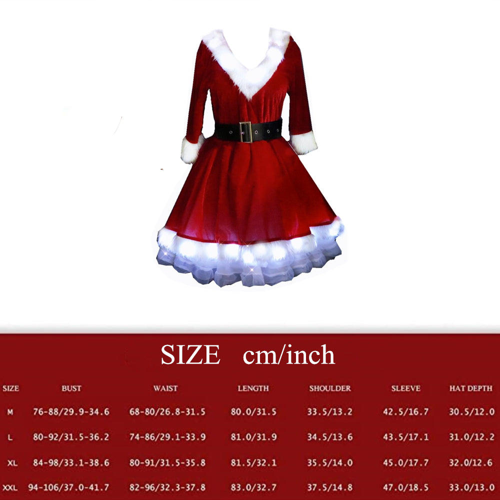 Women Santa Costume LED Christmas Dress