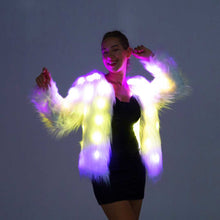 Cargar imagen en el visor de la galería, Women Faux Fur Coat LED Light Up Jacket Remote LED Coat, Music Control LED For Christmas Party SHINYOU
