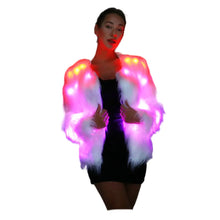 Lade das Bild in den Galerie-Viewer, Women Faux Fur Coat LED Light Up Jacket Remote LED Coat, Music Control LED For Christmas Party SHINYOU
