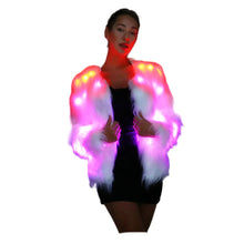 Cargar imagen en el visor de la galería, Women Faux Fur Coat LED Light Up Jacket Remote LED Coat, Music Control LED For Christmas Party SHINYOU
