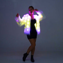 Lade das Bild in den Galerie-Viewer, Women Faux Fur Coat LED Light Up Jacket Remote LED Coat, Music Control LED For Christmas Party SHINYOU
