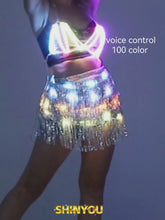 Load and play video in Gallery viewer, SHINYOU Sequin Tassel Hip Scarf Dance Hip Tassel Skirt Rave Party Belly Dance
